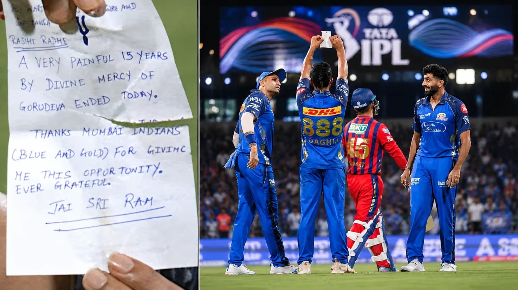 MI Star First IPL Wicket: Jai Shri Ram Note Viral